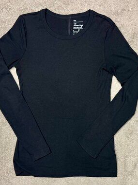 GAP The Bowery Super Soft Crew Long Sleeve Crew Neck Black T-shirt Sz M - NWOT